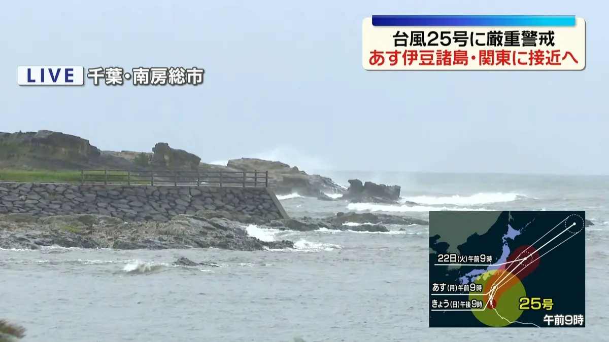 日テレNEWS NNN 9月20日(日) 11:49 【南房総市から中継】台風25号