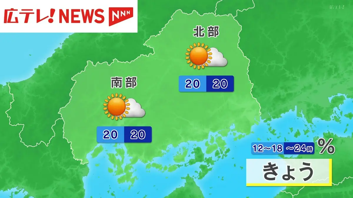日テレNEWS NNN 6月12日(金) 12:33 12日の広島県 各地で晴れるが所々で