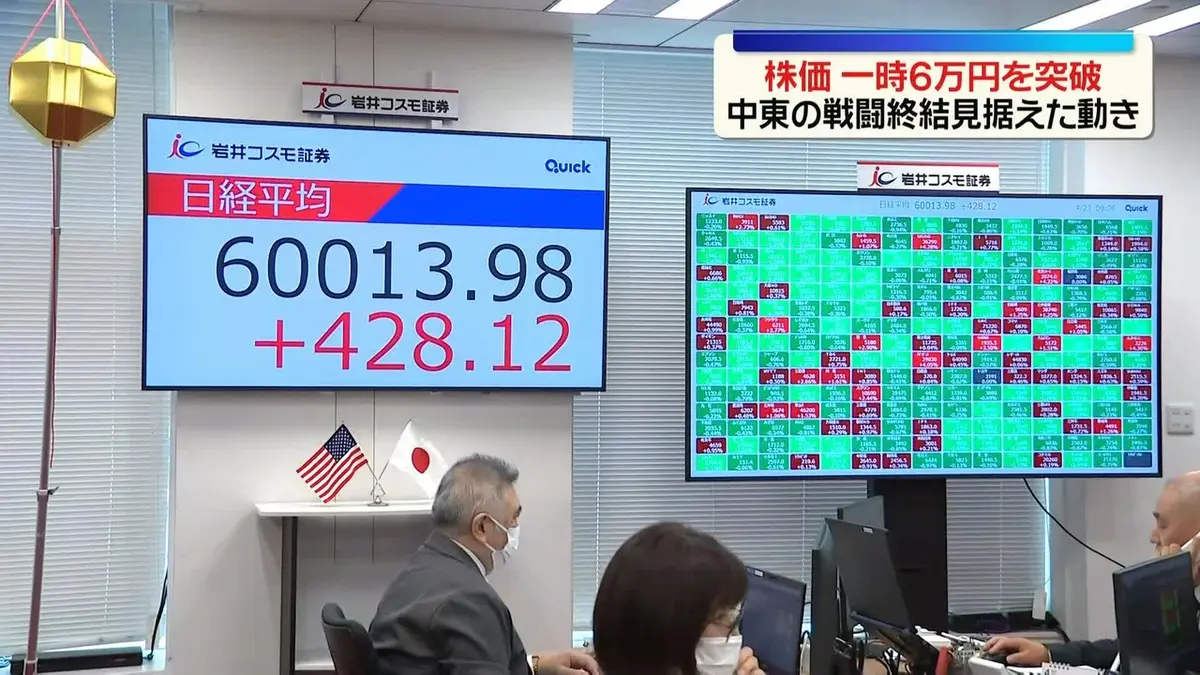日テレNEWS NNN 4月23日(木) 20:03 日経平均初の6万円台…戦闘終結を