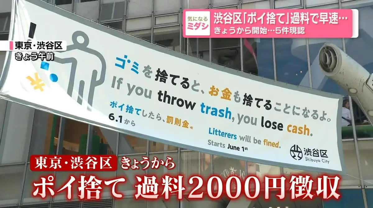 絶賛捨て活中ページ② 日テレNEWS NNN 6月1日(月) 21:10 渋谷区『ポイ捨て』過料で早速… 1日