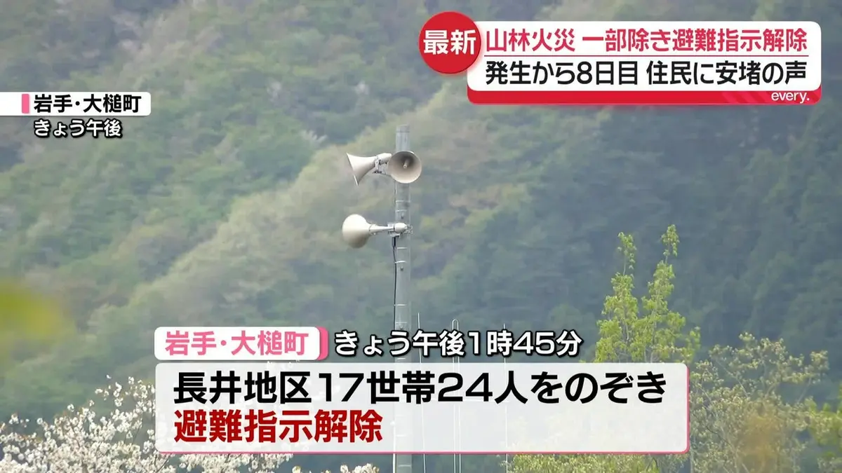 こ　火曜日発送 日テレNEWS NNN 4月29日(水) 17:15 岩手・大槌町の山林火災8日目 一部