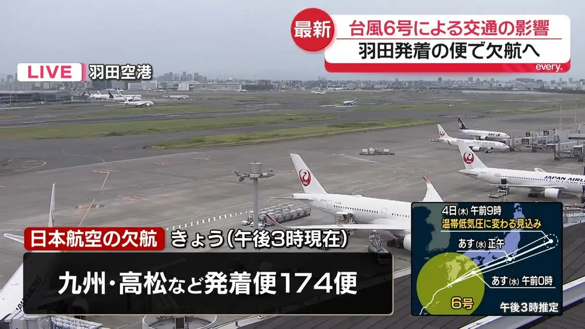日テレNEWS NNN 6月2日(火) 16:22 【台風6号】国際線も…成田や羽田発着