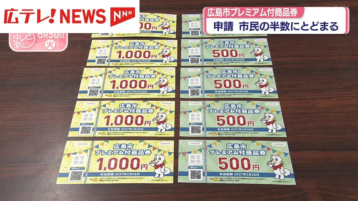 日テレNEWS NNN 6月30日(火) 19:40 『広島市プレミア付商品券』 申請は