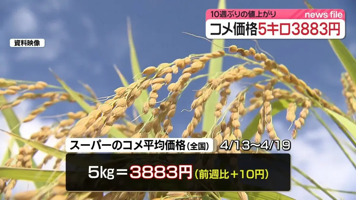 日テレNEWS NNN 4月24日(金) 18:16 コメ価格5キロ3883円 10週ぶりの