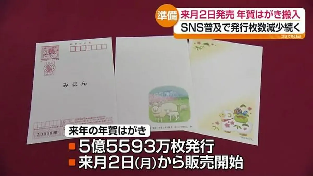 日テレNEWS NNN 10月6日(火) 17:18 「年賀はがき」の搬入始まる 発行
