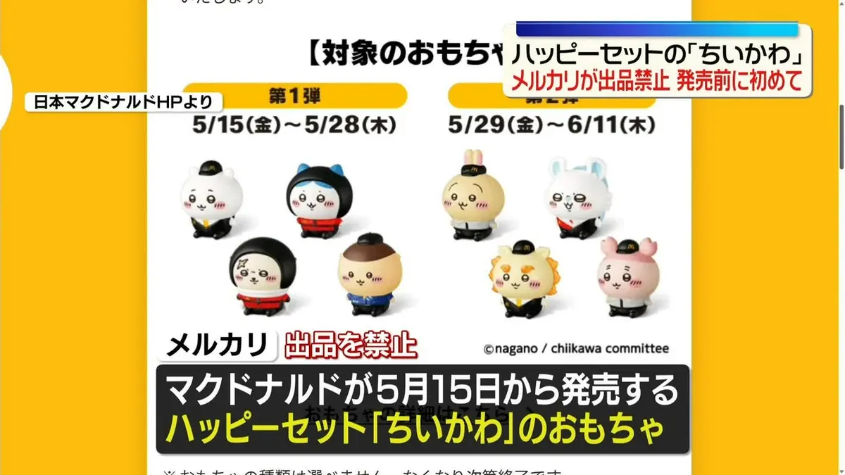 日テレNEWS NNN 5月8日(金) 18:06 ハッピーセットの「ちいかわ