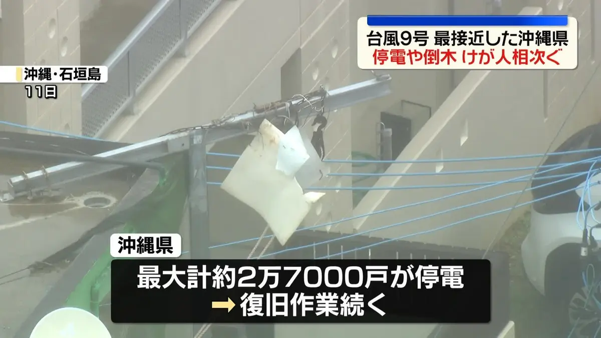 日テレNEWS NNN 7月12日(日) 1:05 【台風9号】沖縄県内で15人ケガ 一時